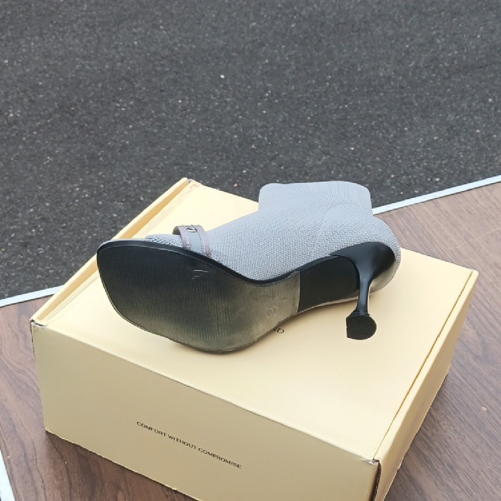 Gray Peep-Toe Bootie with Buckle - Picture 3 of 3